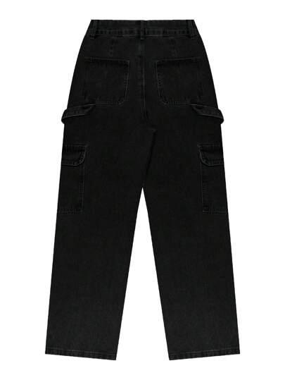 SHEIN CZARNE SPODNIE KIESZENIE S06__XS