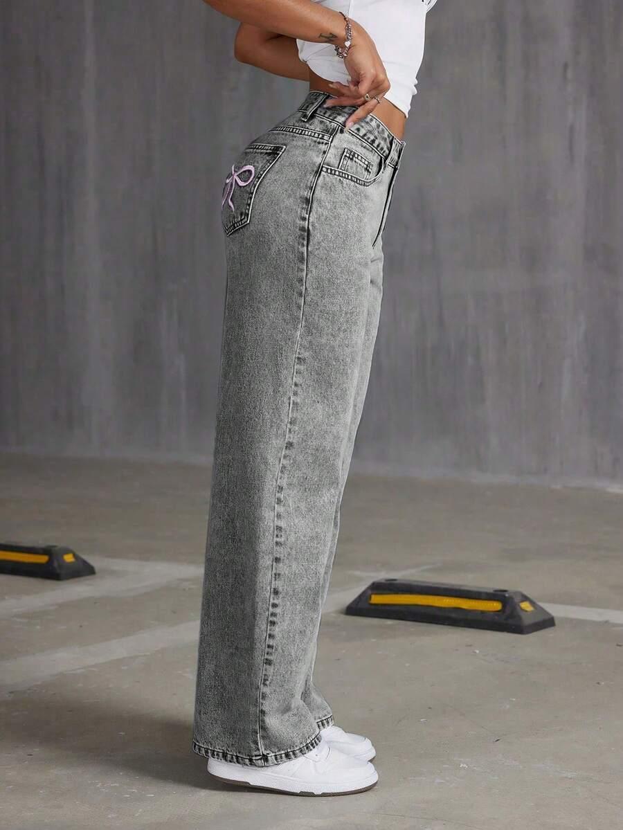 SHEIN SPODNIE JEANS HAFT S06__146/152