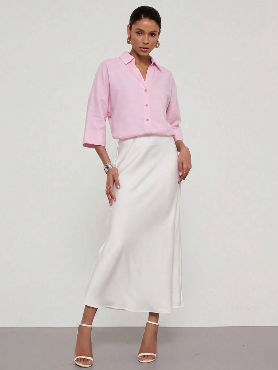SHEIN RÓŻOWA KOSZULA RĘKAW 3/4 S06__L