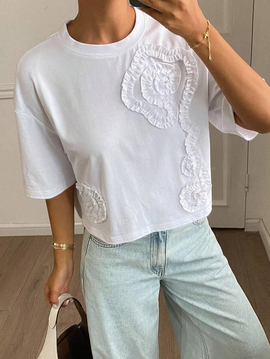 SHEIN BIAŁA BLUZKA ZDOBIENIE S06__XS