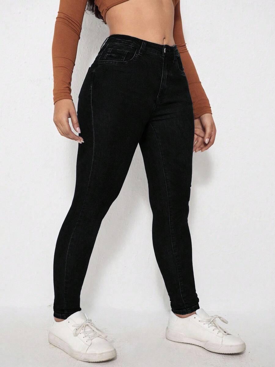 SHEIN CZARNE SPODNIE JEANS RURKI S06__46