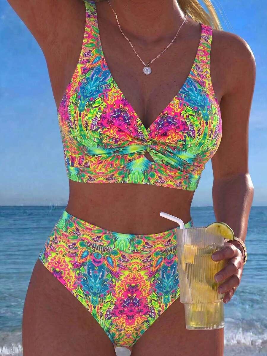 SHEIN STRÓJ KĄPIELOWY DWUCZĘŚCIOWY WZÓR S09__S