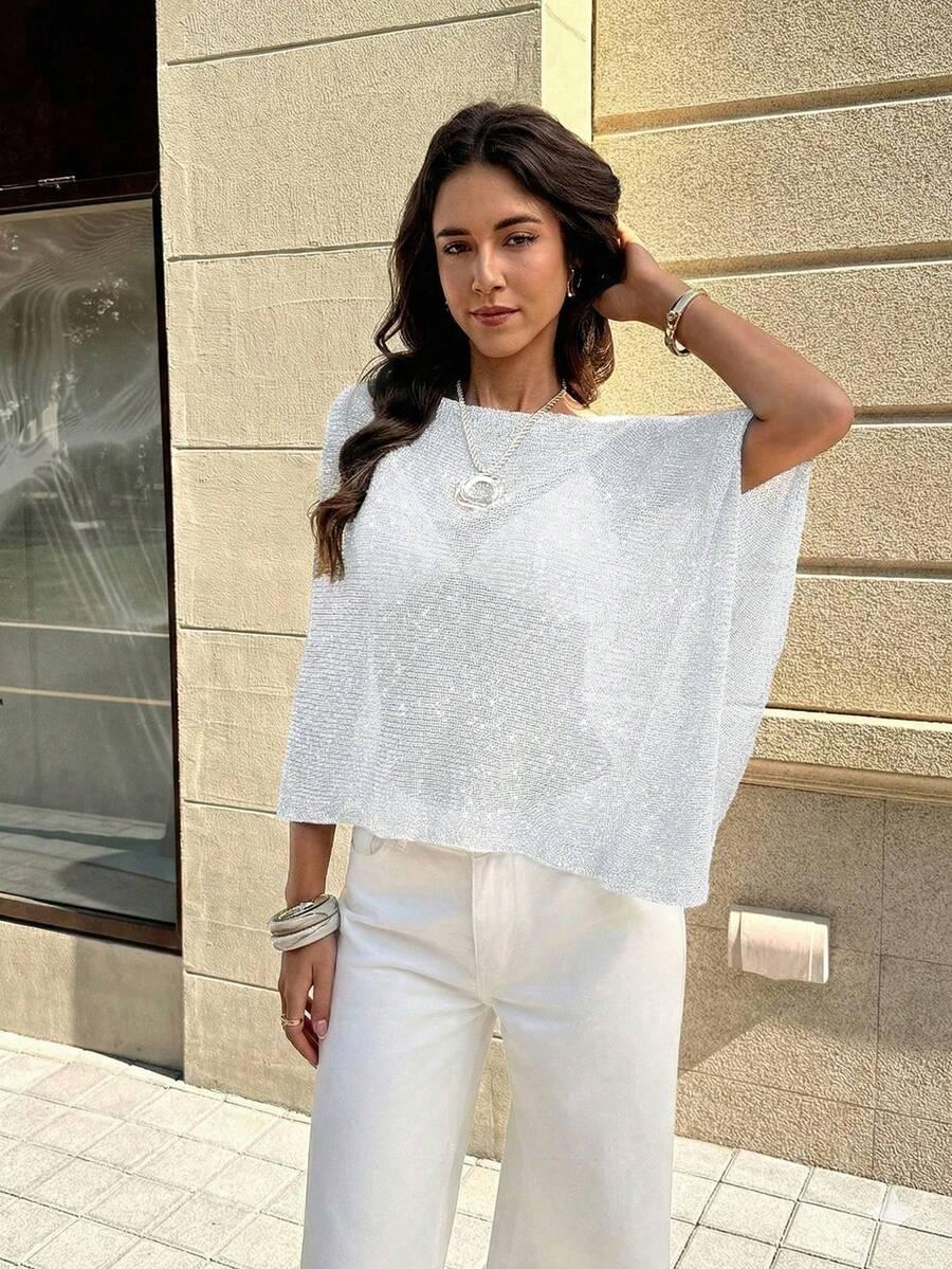 SHEIN BIAŁA BLUZKA POŁYSK S09__S
