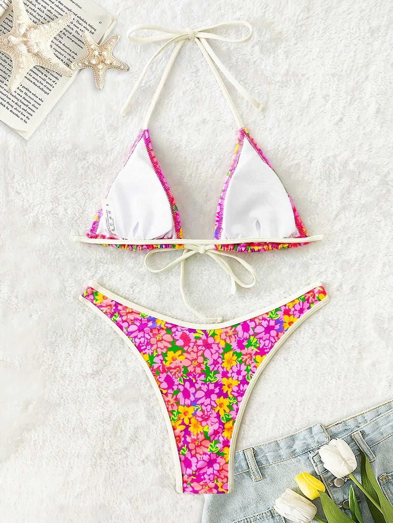SHEIN DWUCZĘŚCIOWY STRÓJ KĄPIELOWY WZÓR KWIATY S09__S