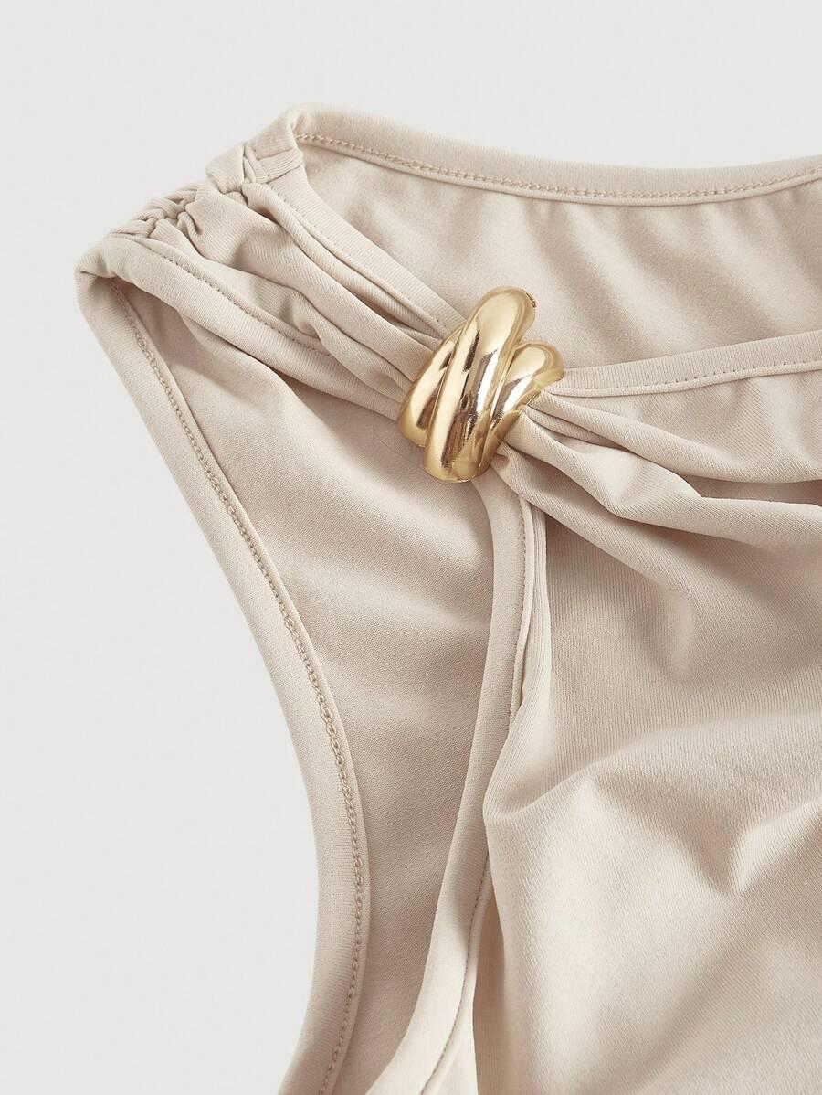 SHEIN BEŻOWA MINI SUKIENKA S06__M