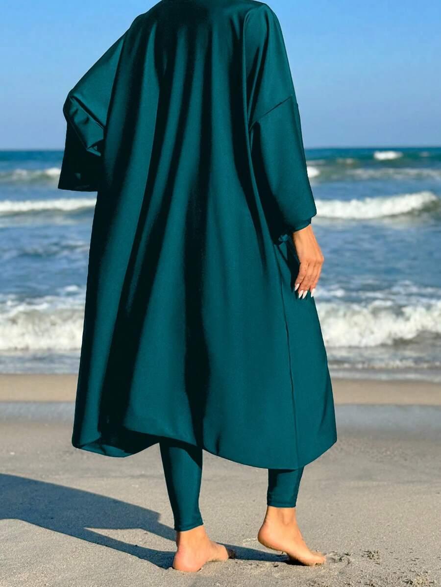 SHEIN NIEBIESKI STRÓJ KĄPIELOWY CZEPEK KOMPLET S09__L