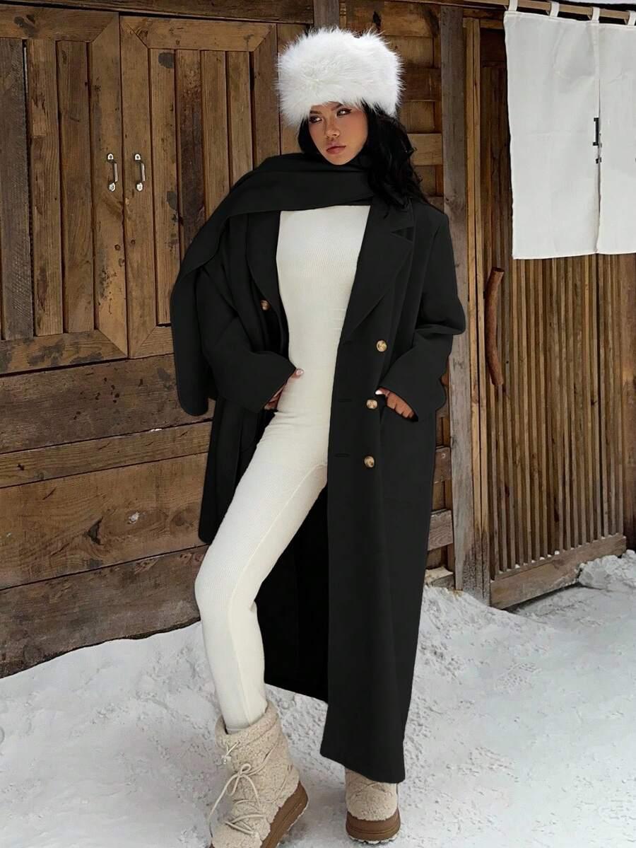 SHEIN CZARNY KLASYCZNY PŁASZCZ S06__XS