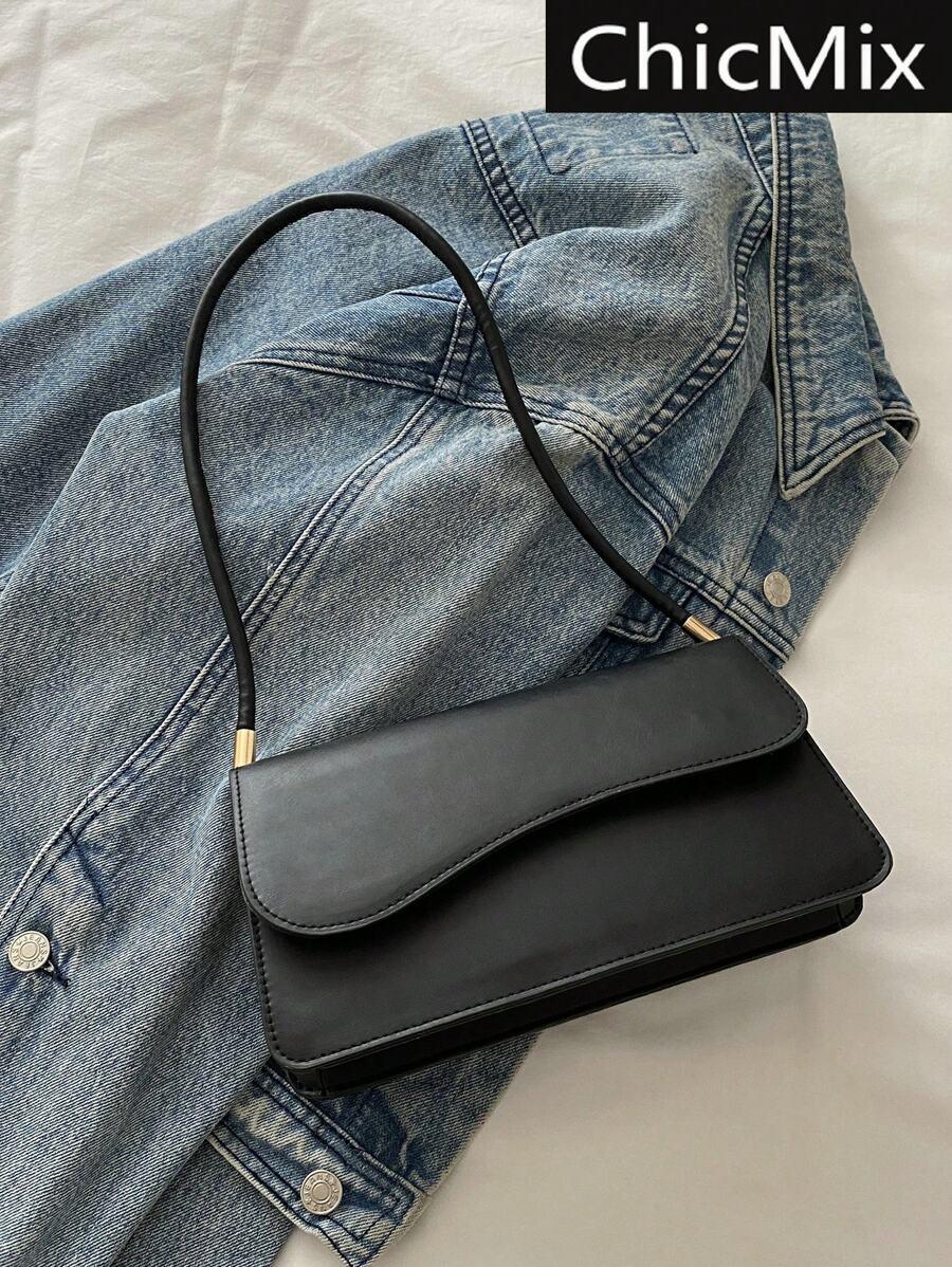 SHEIN CZARNA TOREBKA IMITACJA SKÓRY ZATRZASK PK01__24X13