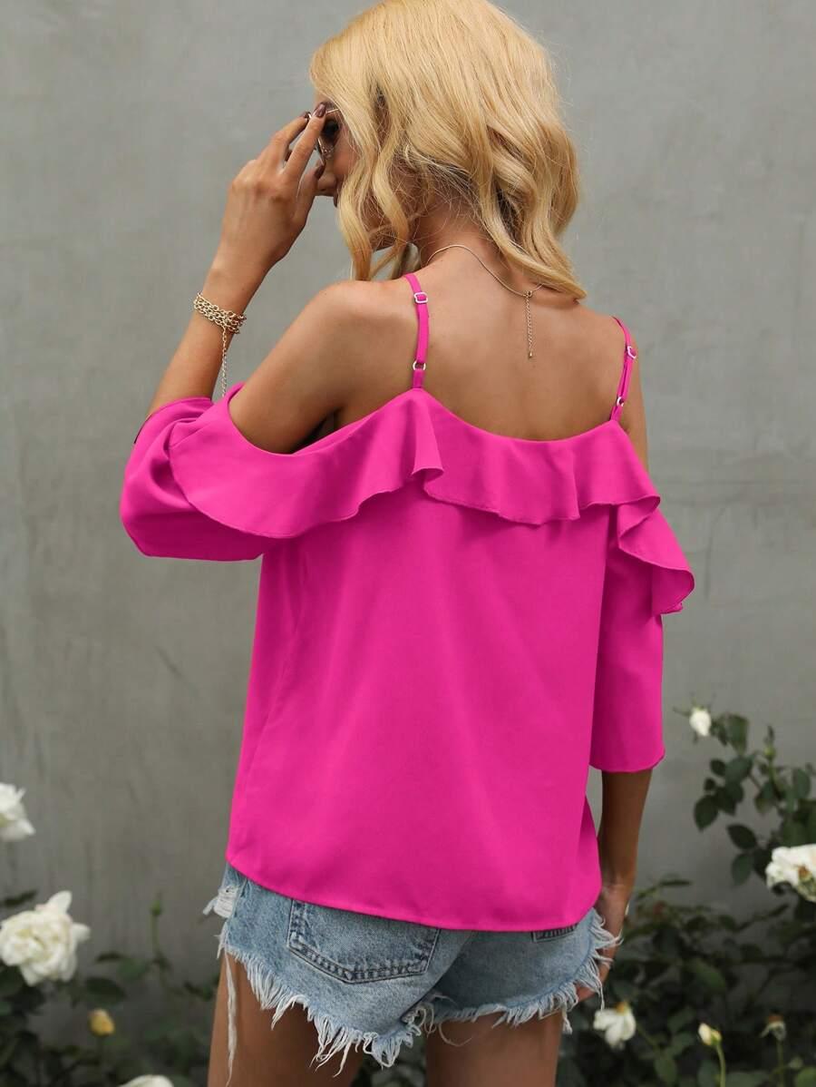 SHEIN RÓŻOWA BLUZKA ODKRYTE RAMIONA S09__M