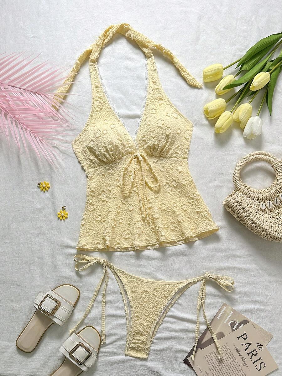 BELLISIA ŻÓŁTY DWUCZĘŚCIOWY STRÓJ KĄPIELOWY TANKINI S09__L