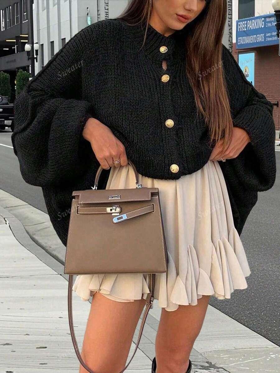 SHEIN CZARNY KARDIGAN GUZIKI PK01__52