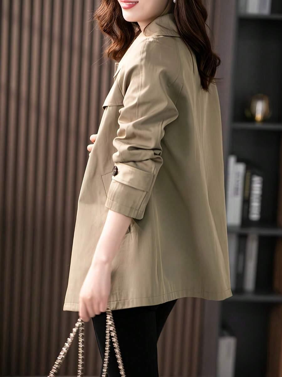 SHEIN KHAKI PŁASZCZ GUZIKI S06__L