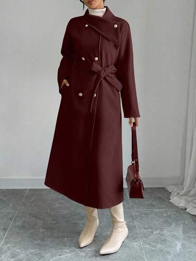 SHEIN BORDOWY PŁASZCZ GUZIKI W01__S