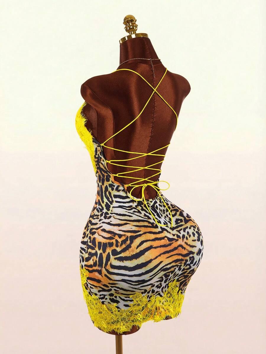 SHEIN MINI SUKIENKA ANIMAL PRINT S06__M