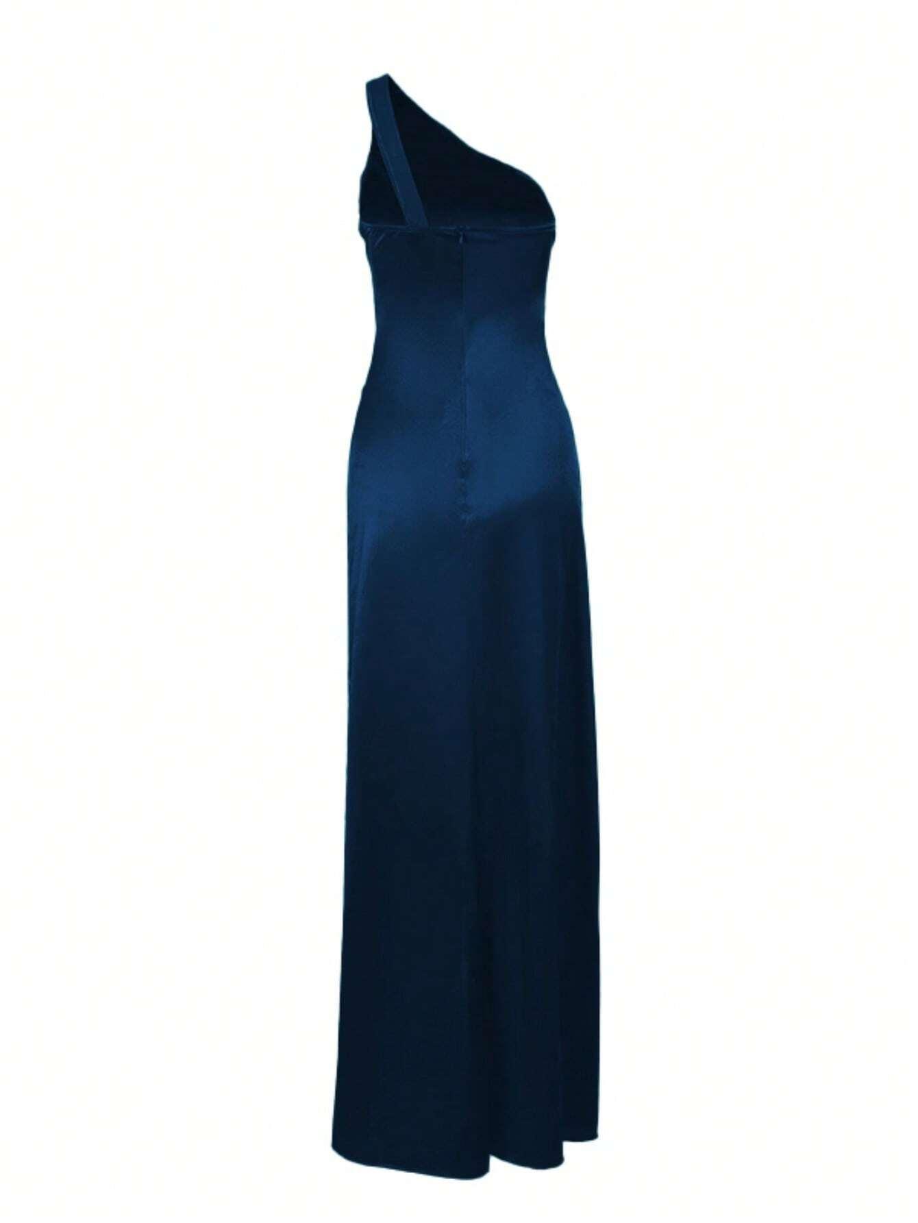 SHEIN GRANATOWA SATYNOWA MAXI SUKIENKA S06__M