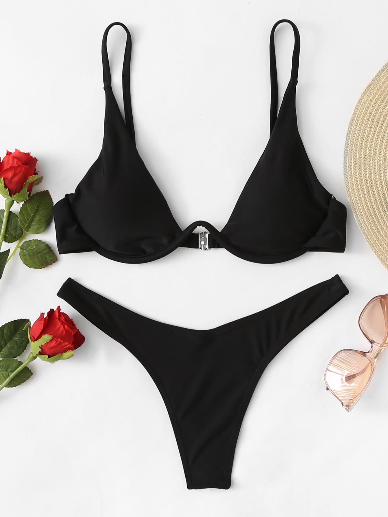 SHEIN CZARNY KOMPLET BIKINI S09__XS