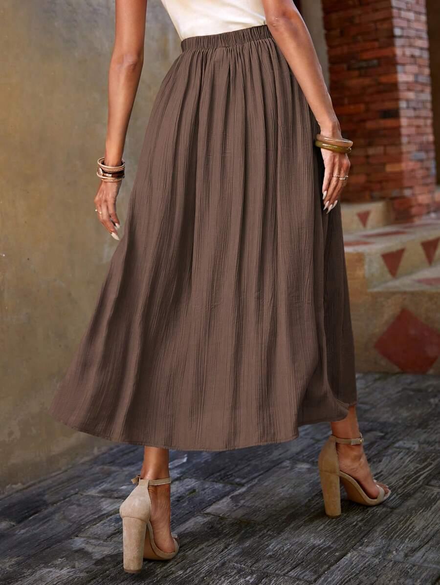 SHEIN BRĄZOWA MAXI SPÓDNICA S06__S