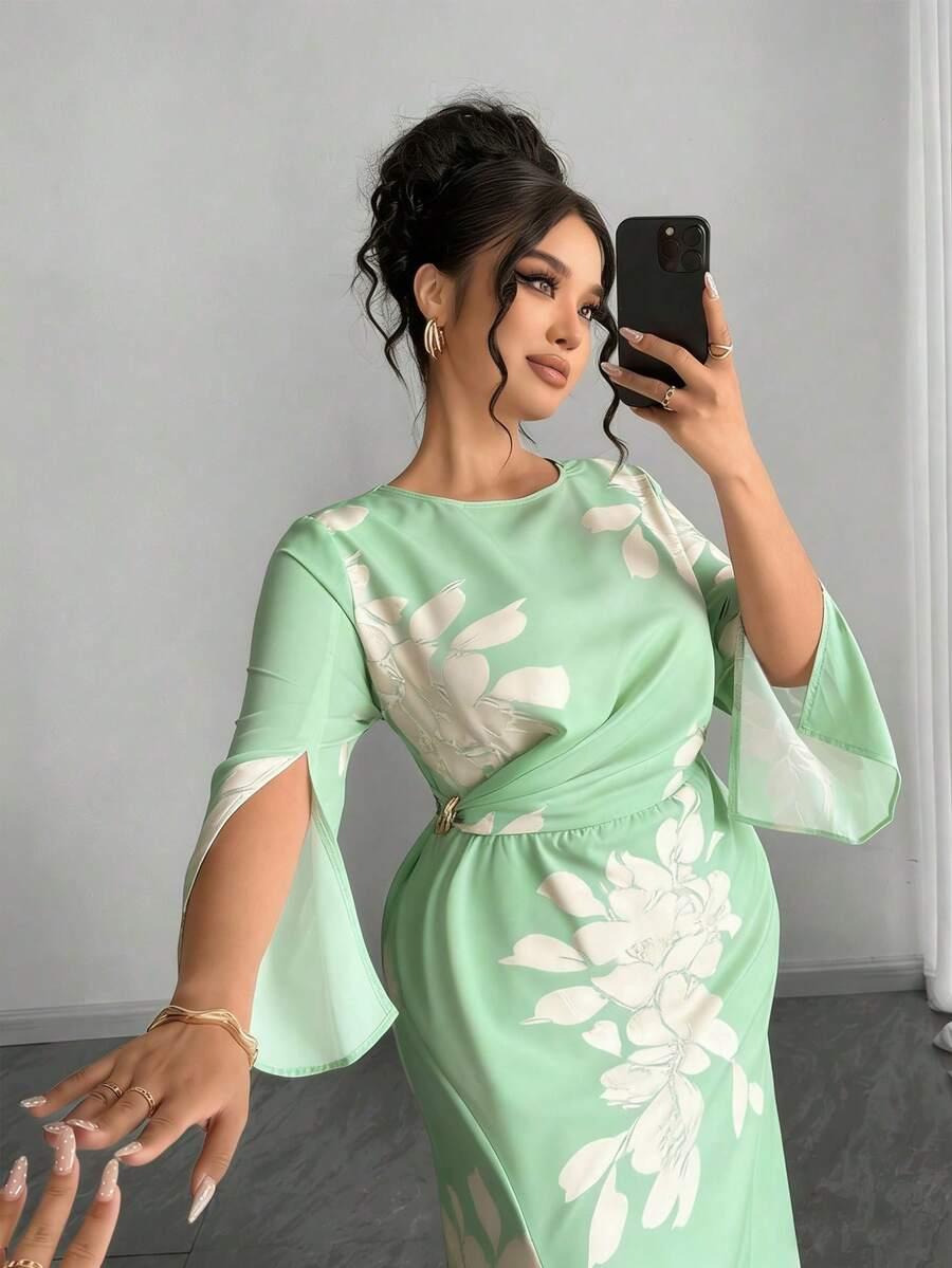 SHEIN SUKIENKA DŁUGI RĘKAW MARSZCENIA S06__48