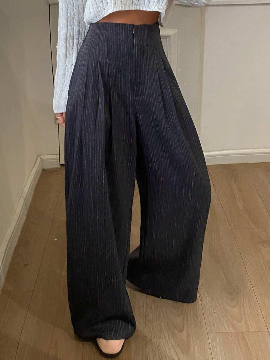 SHEIN GRANATOWE SPODNIE PROSTA NOGAWKA S06__S