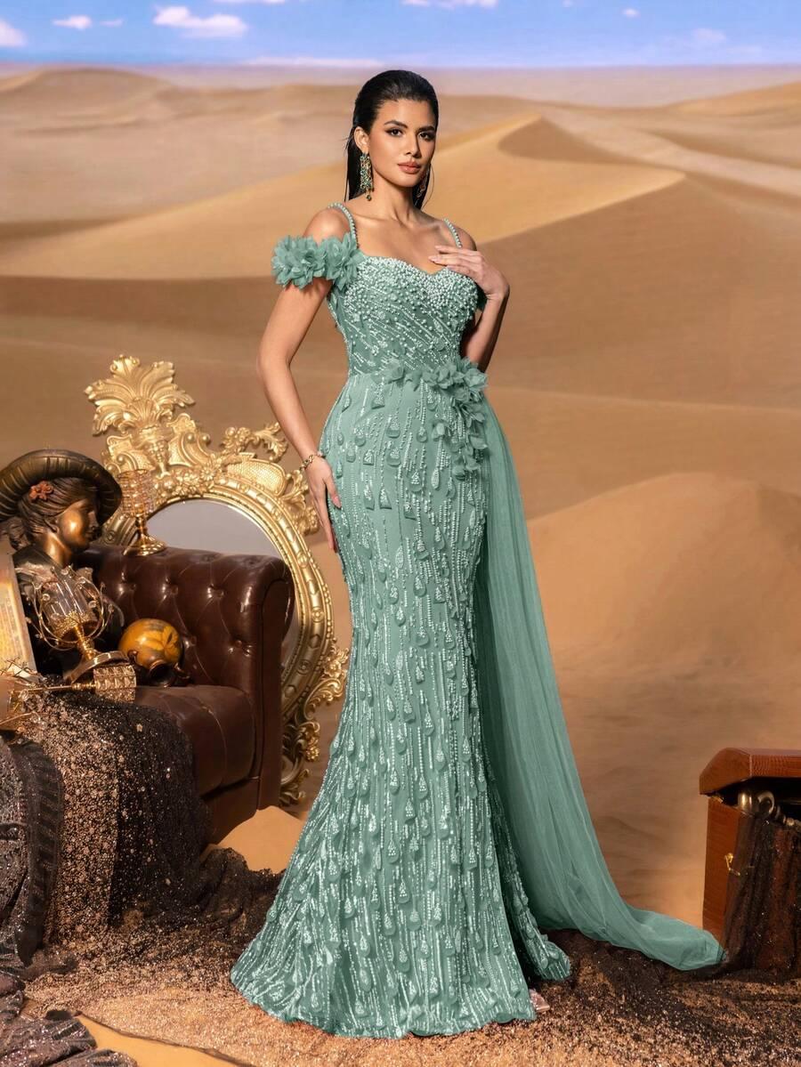 FAERIESTY ZIELONA MAXI SUKIENKA ZDOBIENIE S06__L