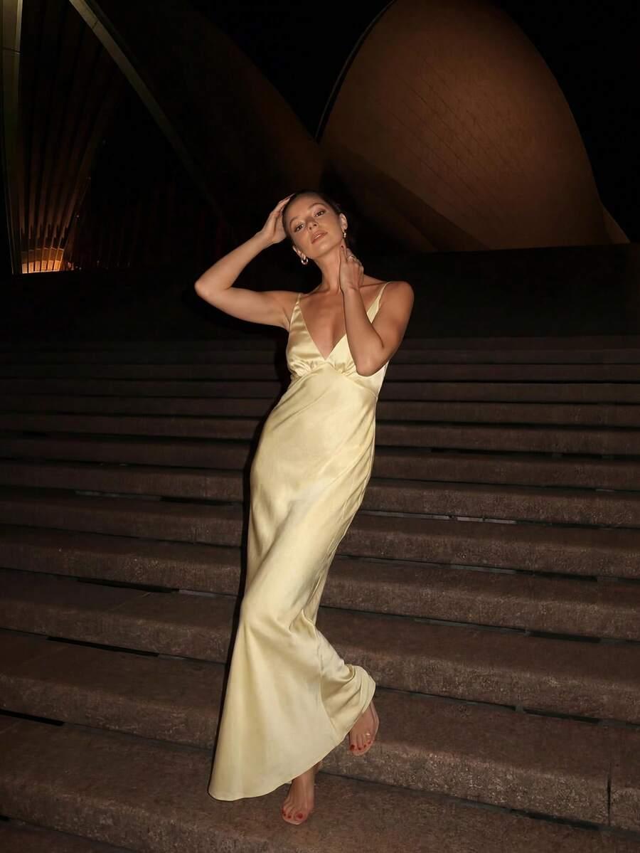 SHEIN ŻÓŁTA MAXI SUKIENKA S06__S