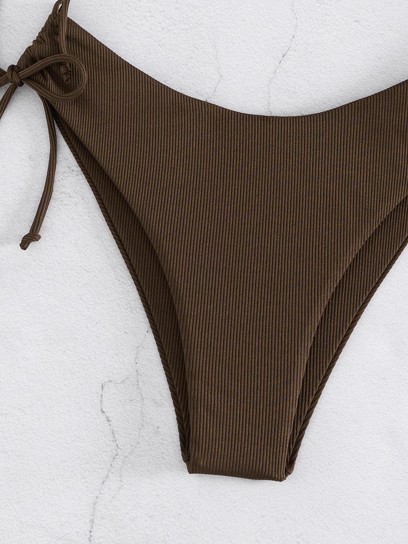SHEIN BRĄZOWY DWUCZĘŚCIOWY STRÓJ KĄPIELOWY S09__XS