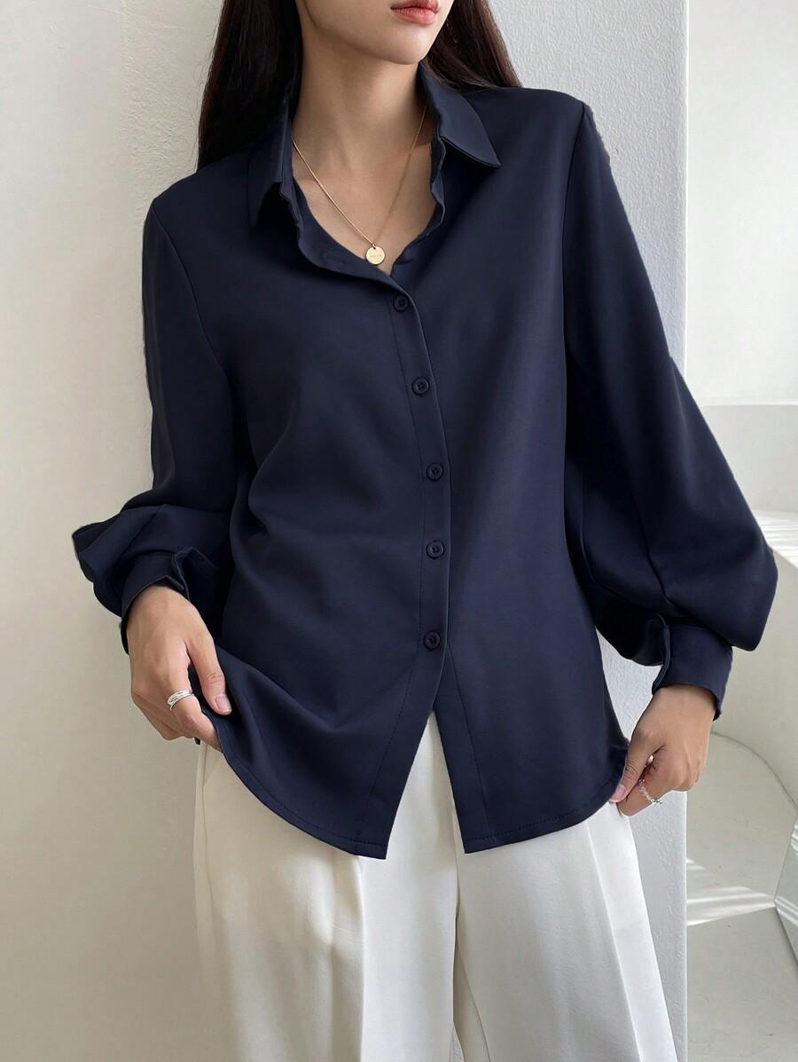 SHEIN GRANATOWA KOSZULA GUZIKI S06__S