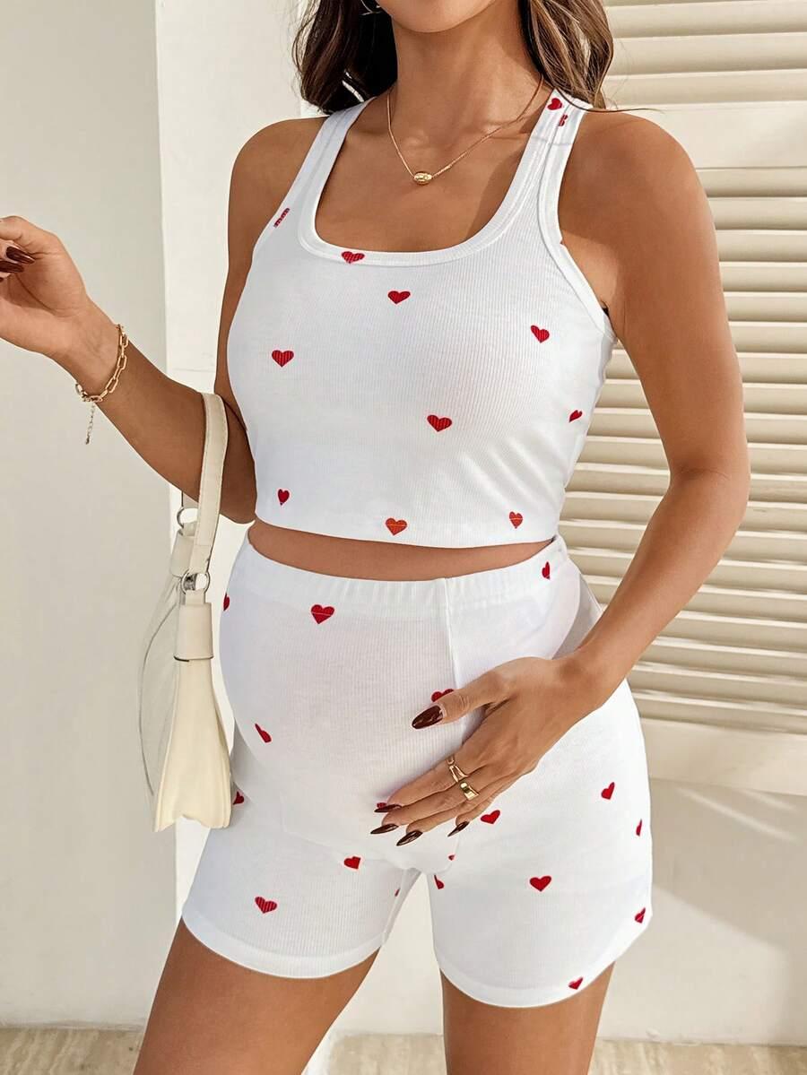 SHEIN KOMPLET CIĄŻOWY TOP SPODENKI S09__L