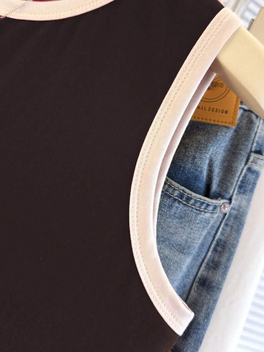 SHEIN BRĄZOWY KLASYCZNY TOP S09__S