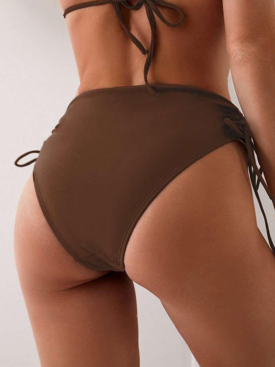 SHEIN BRĄZOWY DÓŁ OD BIKINI S09__XL