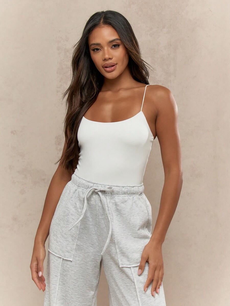 MISSGUIDED BIAŁY GŁADKI TOP NA RAMIĄCZKACH S06__S