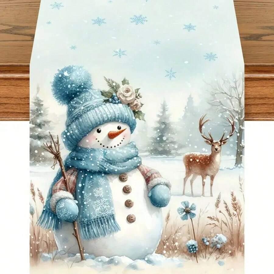 SHEIN BIEŻNIK NA STÓŁ ŚWIĄTECZNY MOTYW BAŁWAN RENIFER BDD__33X175