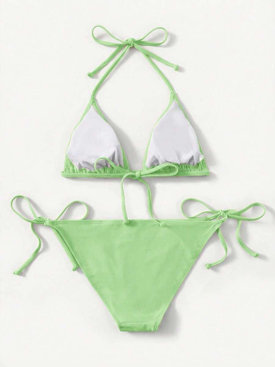 SWIM BASICS ZIELONY DWUCZĘŚCIOWY STRÓJ KĄPIELOWY WIĄZANIE S09__M