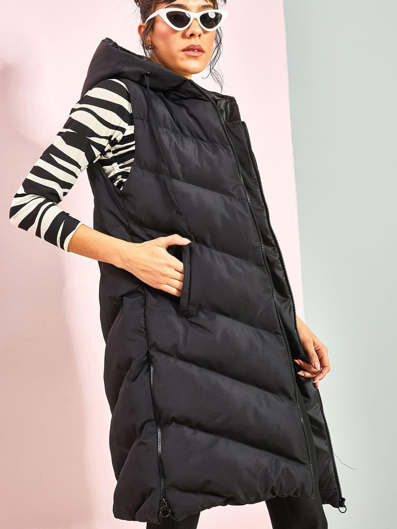 SHEIN CZARNA PIKOWANA KAMIZELKA W01__L