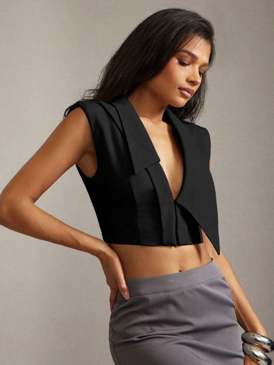 HAUTURE CZARNY ELEGANCKI TOP S09__XS