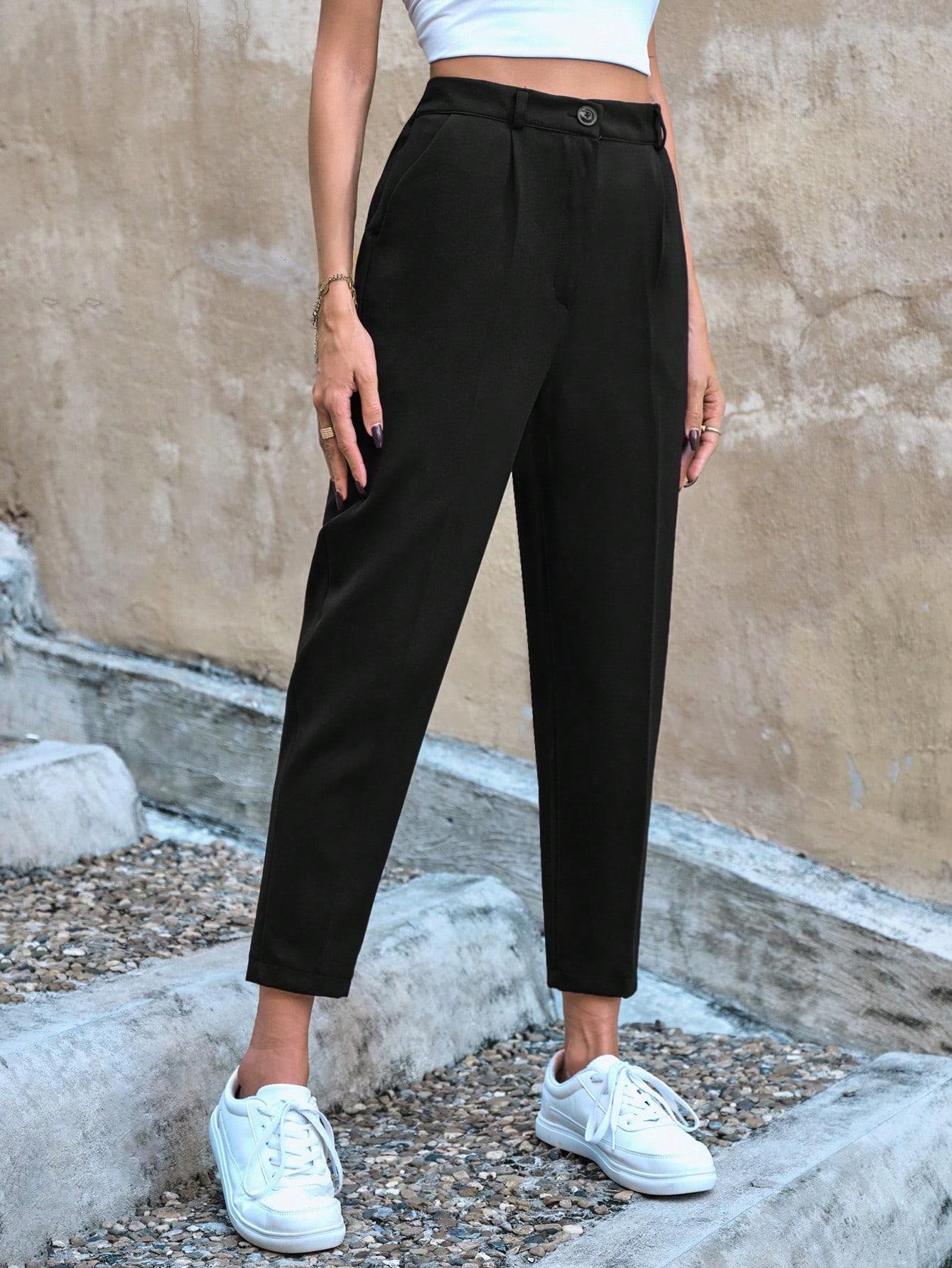 SHEIN CZARNE SPODNIE KIESZENIE PROSTA NOGAWKA = S06__XL