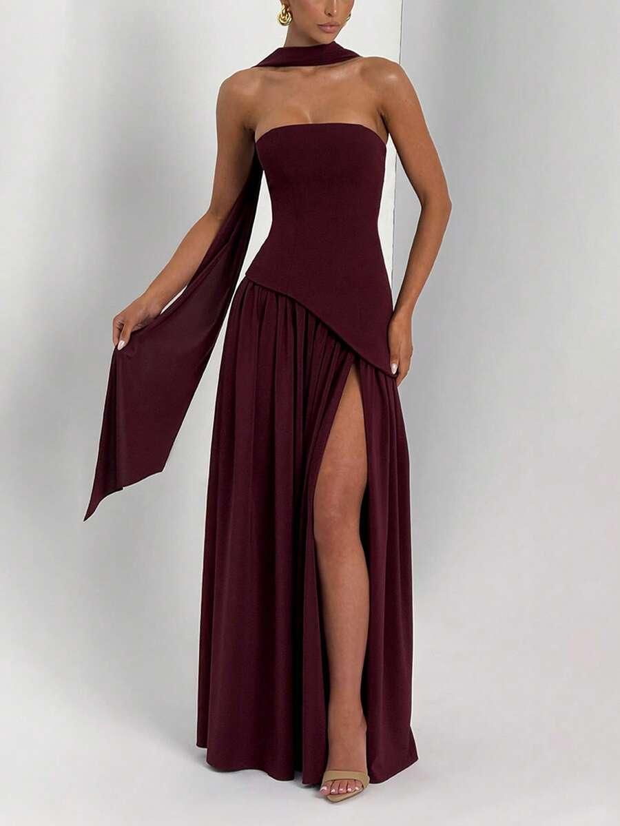 SHEIN BORDOWA MAXI SUKIENKA S06__S