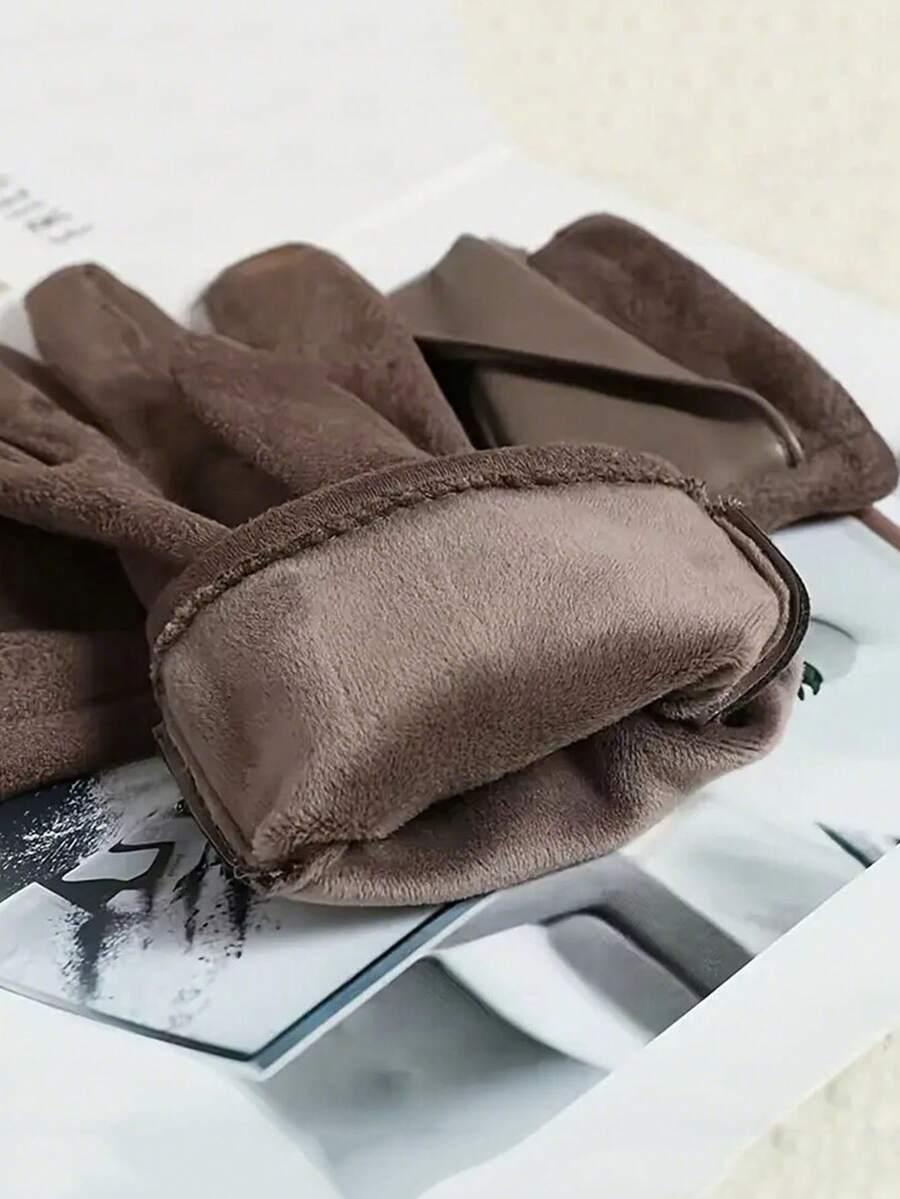 SHEIN KLASYCZNE BRĄZOWE RĘKAWICZKI W01__9,5X23