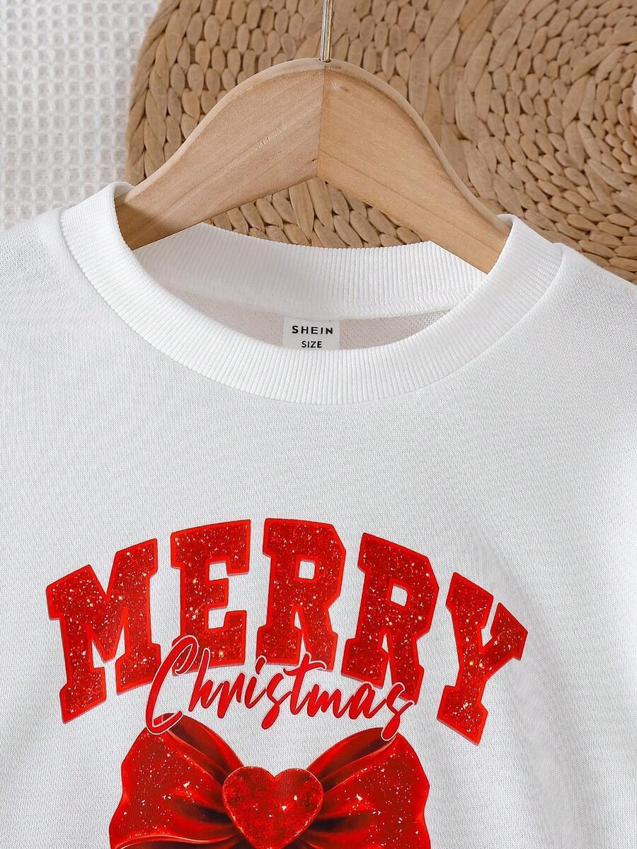SHEIN BLUZA SPÓDNICA KOMPLET NAPIS MERRY CHRISTAMS BDD__110/116