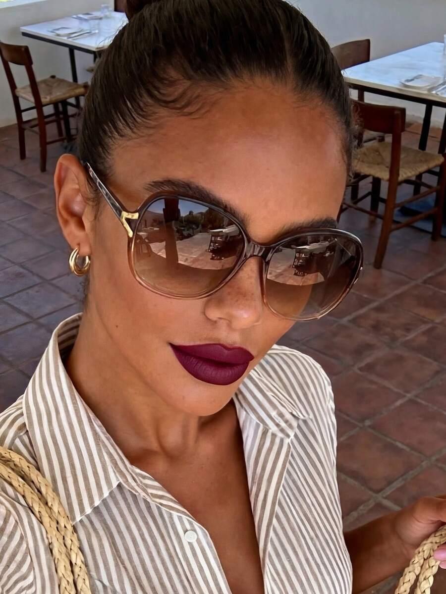 SHEIN BRĄZOWE OKULARY PRZECIWSŁONECZNE S07