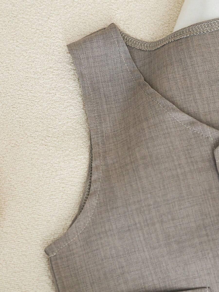 SHEIN SZARY KOMPLET SPODNIE KAMIZELKA S06__86-92