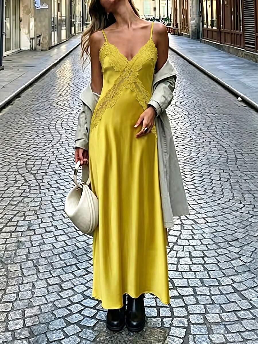 SHEIN ŻÓŁTA SUKIENKA NA RAMIĄCZKACH S06__L