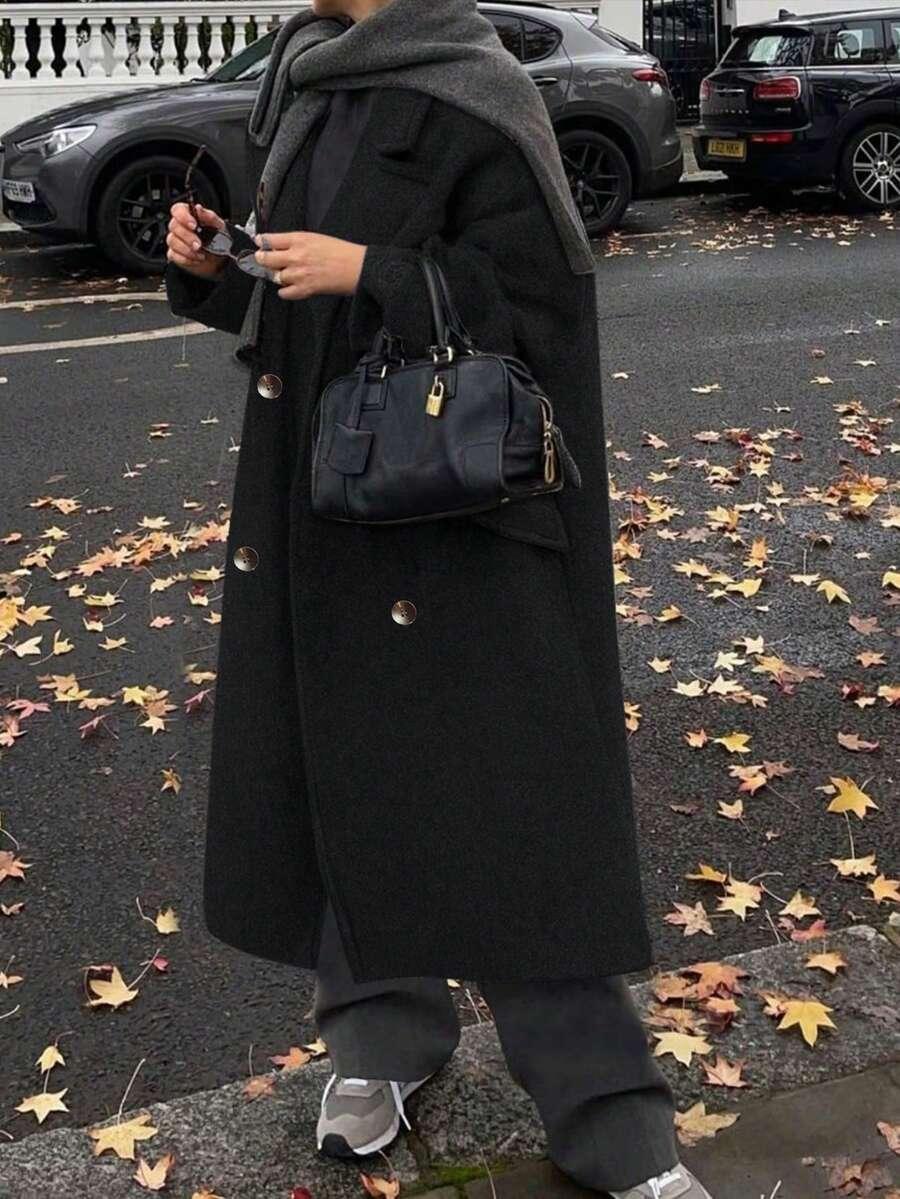 SHEIN CZARNY KLASYCZNY PŁASZCZ S06__46