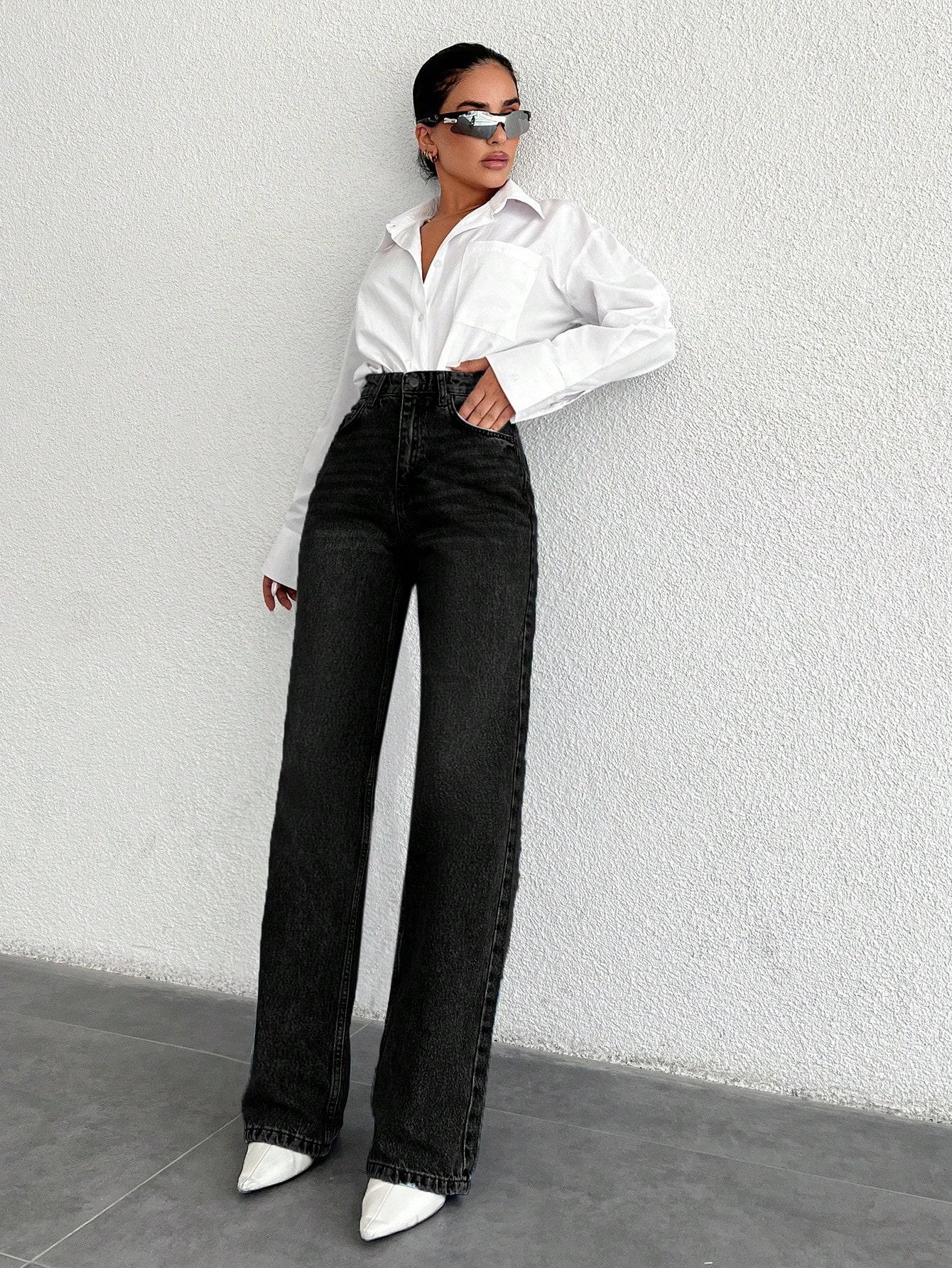 SHEIN CZARNE SPODNIE JEANSOWE S09__M