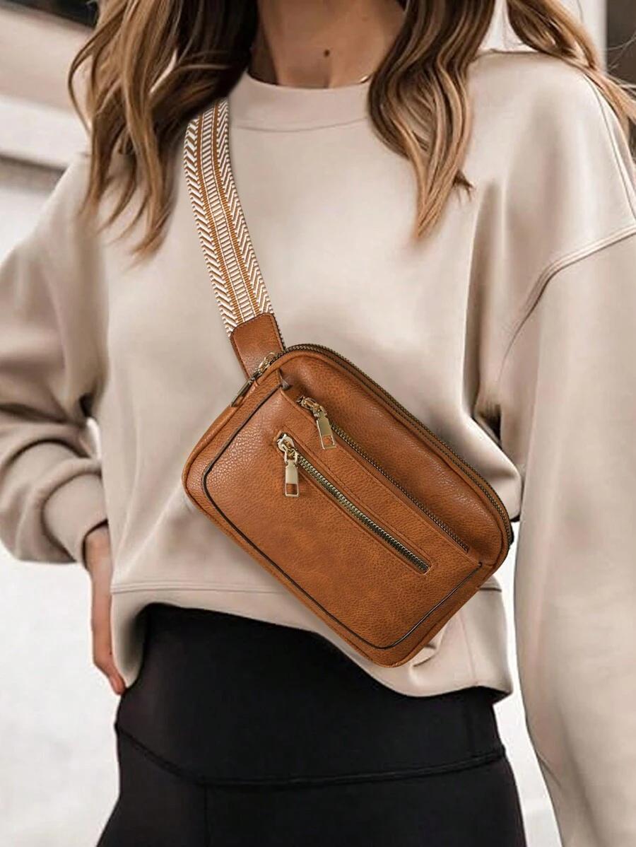 SHEIN BRĄZOWA NERKA IMITACJA SKÓRY S07__20X14.5