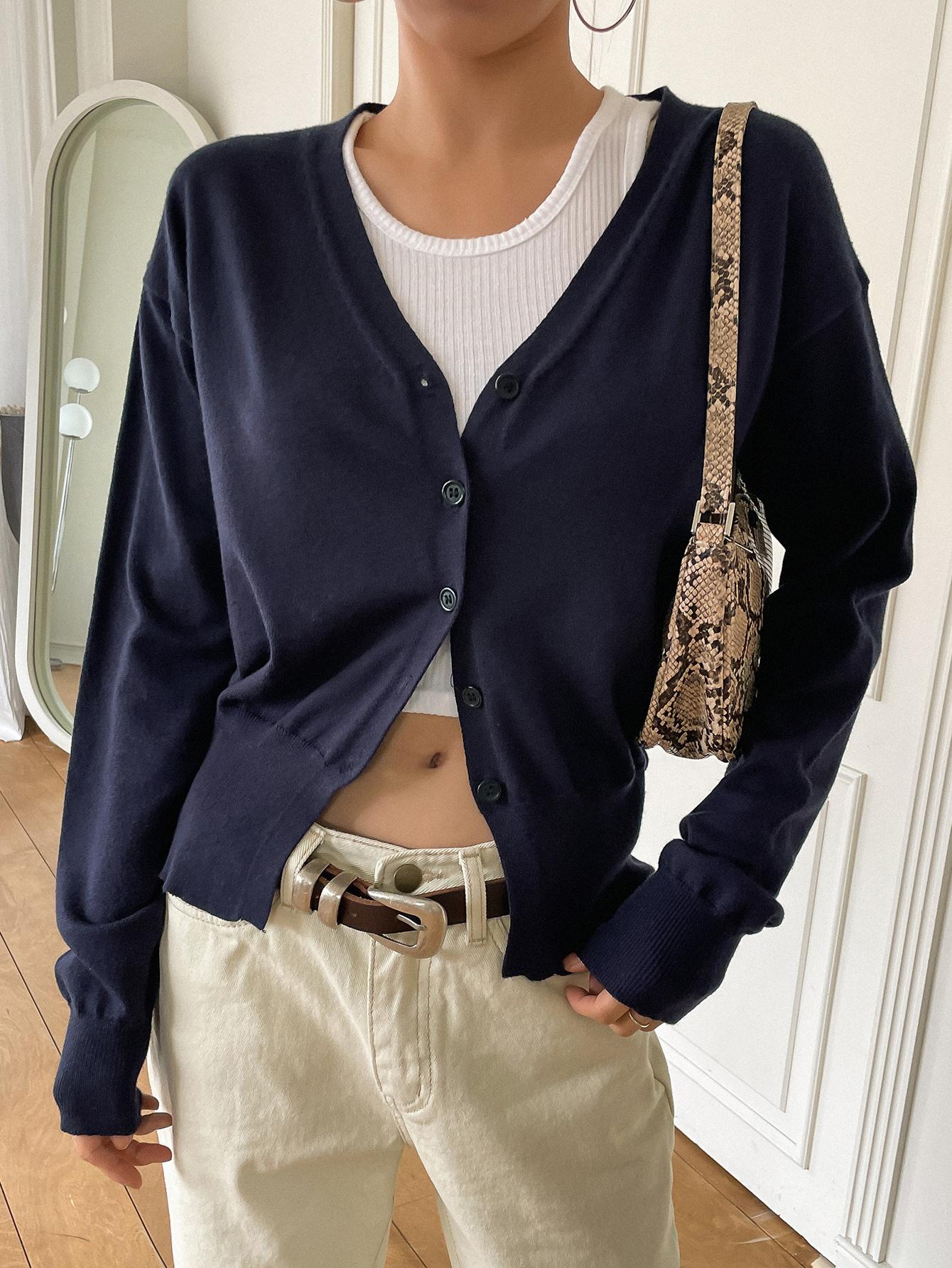 SHEIN NIEBIESKI SWETER GUZIKI S06__XL