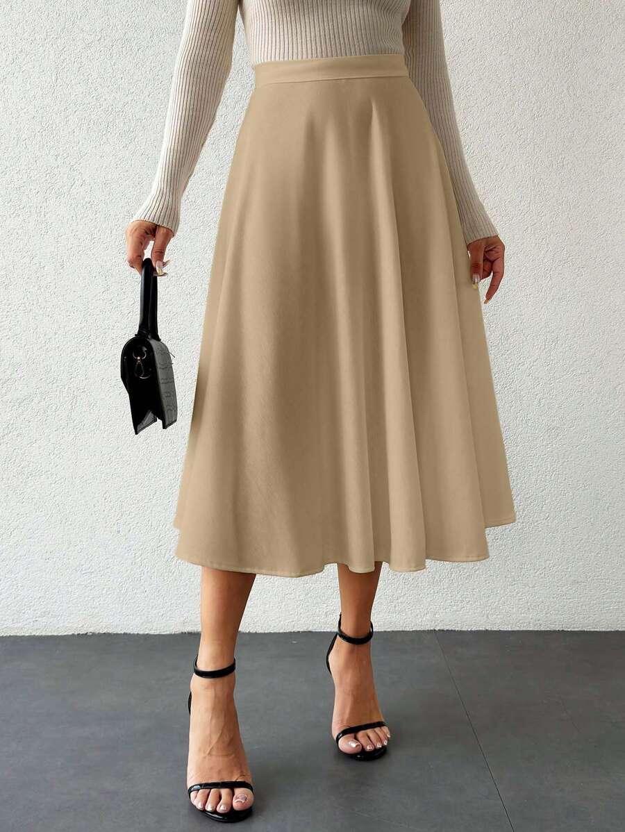 DELIZIA COLECTION BEŻOWA SPÓDNICA ZAMEK S06__M