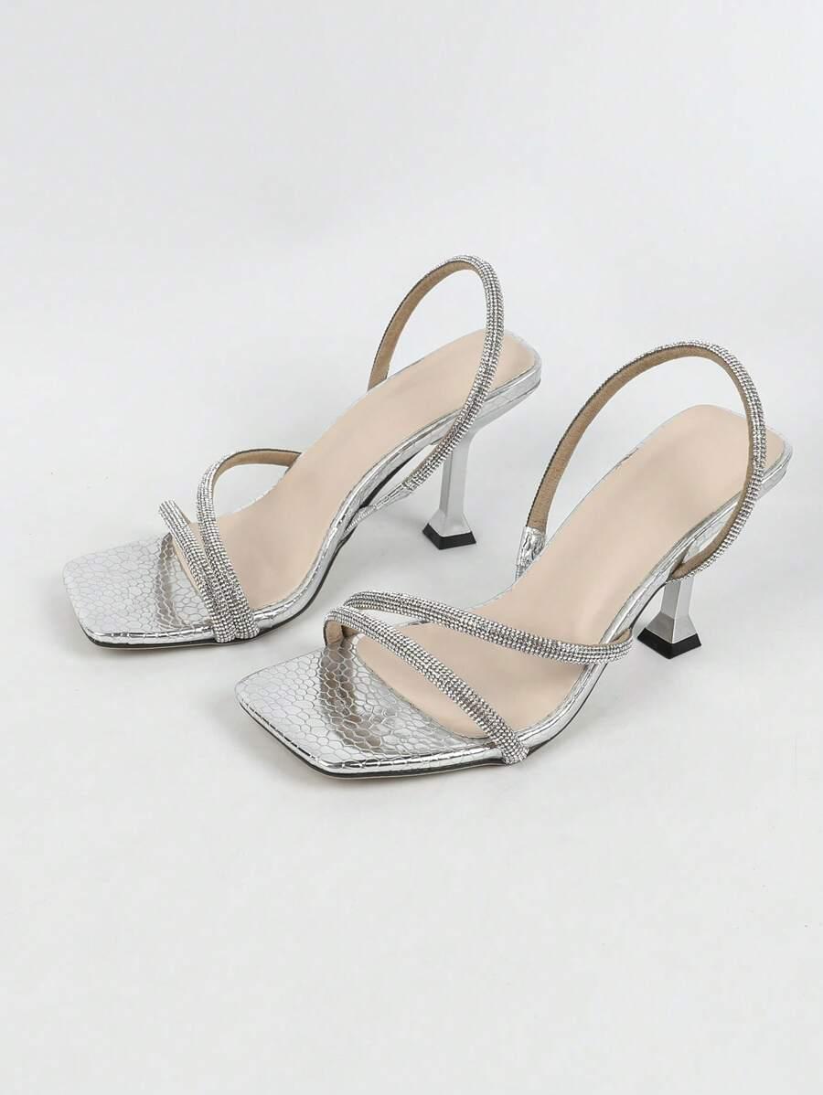 SHEIN SREBRNE SANDAŁY ZDOBIENIA S06__39