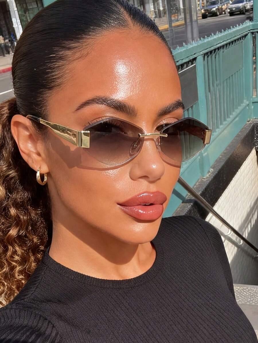 SHEIN ZŁOTE OKULARY PRZECIWSŁONECZNE S07