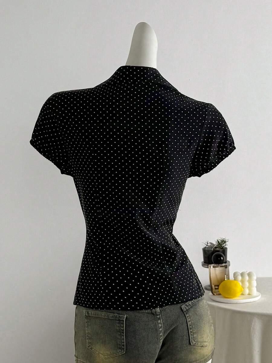 SHEIN CZARNA BLUZKA GUZIKI S06__XS